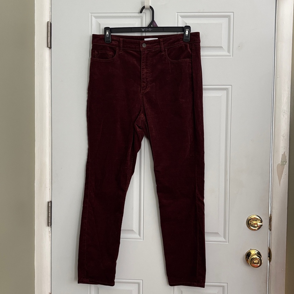 Loft High Rise Skinny Rust Velour Pants, Size 12